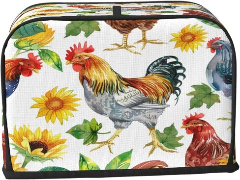 Toaster Cover 2 Slice Rustic Rooster Hen Painting Toaster Cover Waterproof Kitchen Small Appliance Covers Microwave Oven Dust-Proof Bread Cover, Women Gift in Saudi Arabia