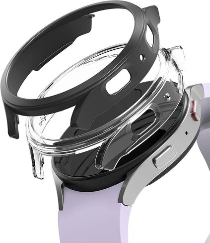Ringke Slim [مادة مضادة للاصفرار / عبوتين] متوافق مع حافظة Samsung Galaxy Watch 5 مقاس 40 مم لغطاء شفاف متين وبسيط + لون إضافي للنساء والرجال - شفاف + كروم داكن in Saudi Arabia