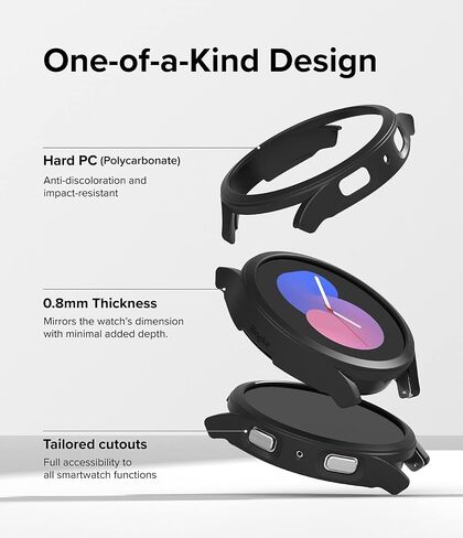 Ringke Slim [مادة مضادة للاصفرار / عبوتين] متوافق مع حافظة Samsung Galaxy Watch 5 مقاس 40 مم لغطاء شفاف متين وبسيط + لون إضافي للنساء والرجال - شفاف + كروم داكن in Saudi Arabia