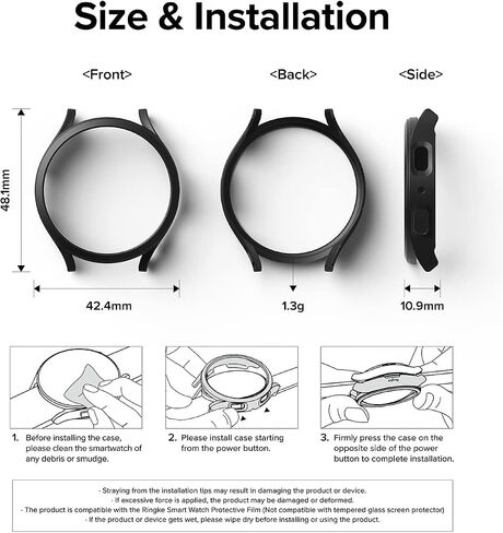 Ringke Slim [مادة مضادة للاصفرار / عبوتين] متوافق مع حافظة Samsung Galaxy Watch 5 مقاس 40 مم لغطاء شفاف متين وبسيط + لون إضافي للنساء والرجال - شفاف + كروم داكن in Saudi Arabia