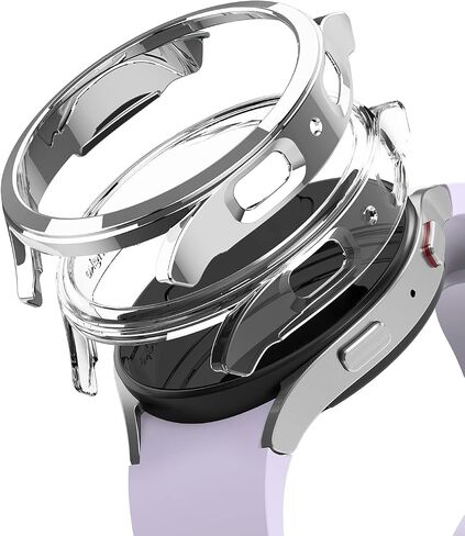 Ringke Slim [مادة مضادة للاصفرار / عبوتين] متوافق مع حافظة Samsung Galaxy Watch 5 مقاس 40 مم لغطاء شفاف متين وبسيط + لون إضافي للنساء والرجال - شفاف + كروم داكن in Saudi Arabia