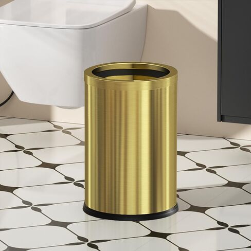 9L/2.4GAL metal bathroom trash can, open top garbage can,Stainless steel trash can without lid, small gold black wastebasket for bathroom, children's room,hotel, office (balck) in Kuwait