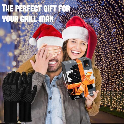 Pro-Series BBQ Gloves - Heat Resistant Grill, Grilling, and Oven Gloves for Culinary Experts - Extreme Fireproof Protection, Silicone Grip, Extra Long Mitts - Indoor & Outdoor - with Protective case in Saudi Arabia