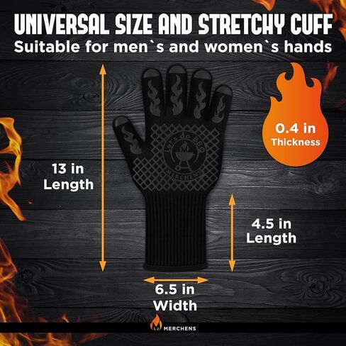 Pro-Series BBQ Gloves - Heat Resistant Grill, Grilling, and Oven Gloves for Culinary Experts - Extreme Fireproof Protection, Silicone Grip, Extra Long Mitts - Indoor & Outdoor - with Protective case in Saudi Arabia