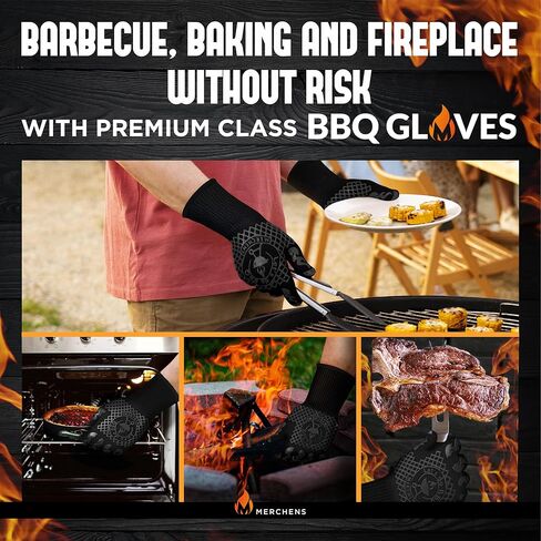 Pro-Series BBQ Gloves - Heat Resistant Grill, Grilling, and Oven Gloves for Culinary Experts - Extreme Fireproof Protection, Silicone Grip, Extra Long Mitts - Indoor & Outdoor - with Protective case in Saudi Arabia