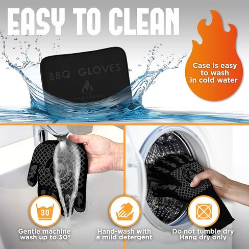 Pro-Series BBQ Gloves - Heat Resistant Grill, Grilling, and Oven Gloves for Culinary Experts - Extreme Fireproof Protection, Silicone Grip, Extra Long Mitts - Indoor & Outdoor - with Protective case in Saudi Arabia