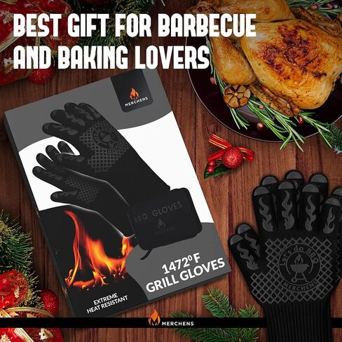 Pro-Series BBQ Gloves - Heat Resistant Grill, Grilling, and Oven Gloves for Culinary Experts - Extreme Fireproof Protection, Silicone Grip, Extra Long Mitts - Indoor & Outdoor - with Protective case in Saudi Arabia