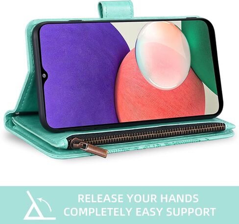 Asuwish Compatible with Samsung Galaxy A32 5G 2021 6.5 inch Wallet Case Tempered Glass Screen Protector Flip Card Holder Cell Phone Cover for Gaxaly M32 G5 Galaxies A 32 32A S32 SM-A326U A326U Blue in Saudi Arabia