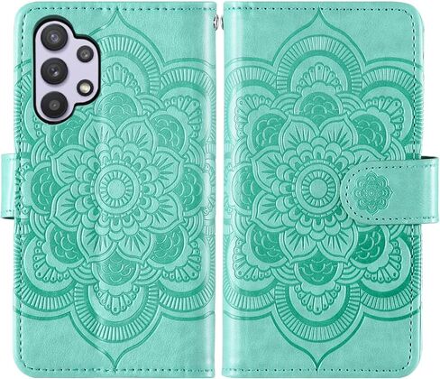 Asuwish Compatible with Samsung Galaxy A32 5G 2021 6.5 inch Wallet Case Tempered Glass Screen Protector Flip Card Holder Cell Phone Cover for Gaxaly M32 G5 Galaxies A 32 32A S32 SM-A326U A326U Blue in Saudi Arabia