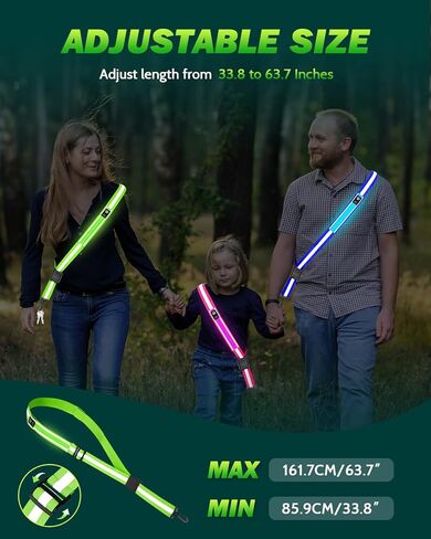 LED Reflective Belt Sash - 5 Lights Colors & 3 Light Modes High Visibility Night Safety Belt, Rechargeable Light Up Running Gear Adjustable Vest Straps for Runners Walkers Men Women in Kuwait