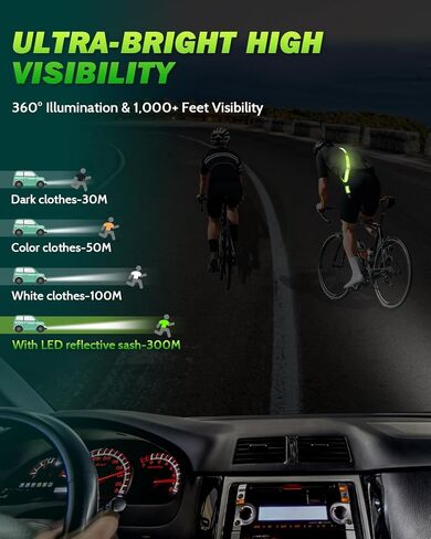 LED Reflective Belt Sash - 5 Lights Colors & 3 Light Modes High Visibility Night Safety Belt, Rechargeable Light Up Running Gear Adjustable Vest Straps for Runners Walkers Men Women in Kuwait