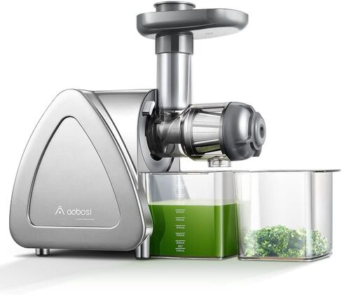 Cold Press Juicer, Aobosi Slow Masticating Juicer Machines with Reverse Function, Quiet Motor, High Juice Yield with Juice Jug & Brush for Cleaning, Gray in Saudi Arabia