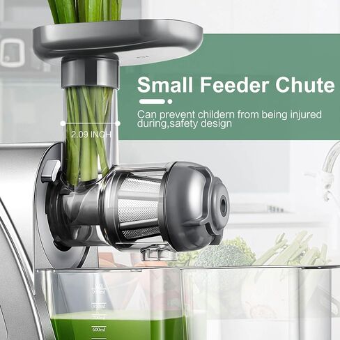 Cold Press Juicer, Aobosi Slow Masticating Juicer Machines with Reverse Function, Quiet Motor, High Juice Yield with Juice Jug & Brush for Cleaning, Gray in Saudi Arabia