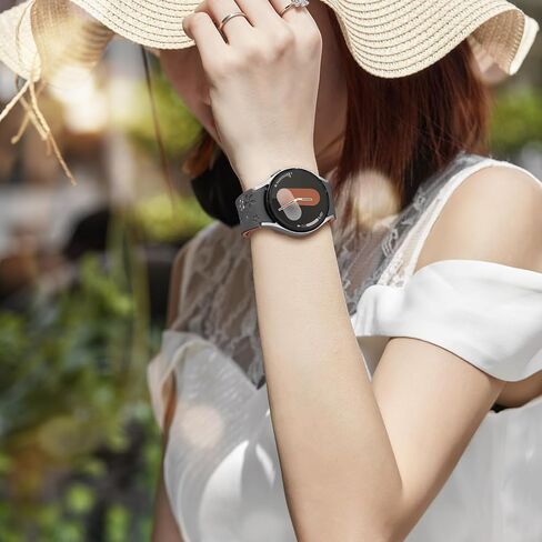 Flower Engraved Band for Samsung Galaxy Watch 7/6/5/4/FE 40mm 44mm/Galaxy Watch 6/4 classic Bands 47mm 43mm 46mm 42mm/Watch 5 pro 45mm Women,No Gap Silicone Cute Floral Strap Wristband Two-Tone Correa in Saudi Arabia
