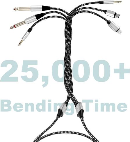 4.26ft MFI Lightning Lightning إلى 1/4 بوصة كابل محول الصوت ، ضمن 1/4 إلى USB C ، محول من 3.5 مم إلى 1/4 بوصة ، تشمل رقاقة DAC ، 3-in-1 Stereo 1/4 كابل سماعات الرأس (Lightning متناسق) in Kuwait