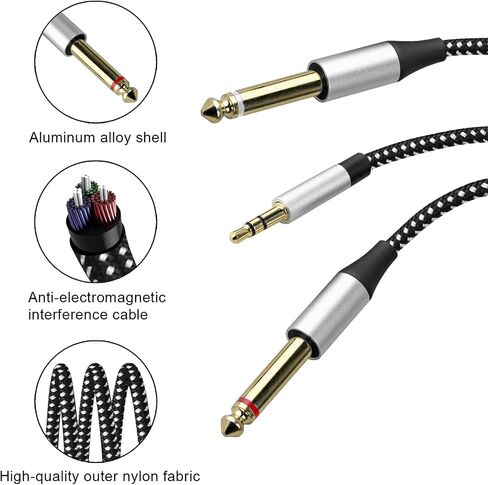 4.26ft MFI Lightning Lightning إلى 1/4 بوصة كابل محول الصوت ، ضمن 1/4 إلى USB C ، محول من 3.5 مم إلى 1/4 بوصة ، تشمل رقاقة DAC ، 3-in-1 Stereo 1/4 كابل سماعات الرأس (Lightning متناسق) in Kuwait