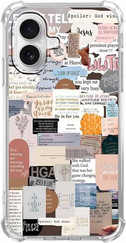 Jesus Christian Case for iPhone 16 Plus,Aesthetic Bible Verse Quotes Collage Case,Clear Soft TPU Bumper Case for iPhone 16 Plus in Saudi Arabia
