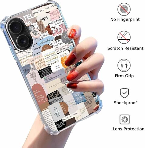Jesus Christian Case for iPhone 16 Plus,Aesthetic Bible Verse Quotes Collage Case,Clear Soft TPU Bumper Case for iPhone 16 Plus in Saudi Arabia