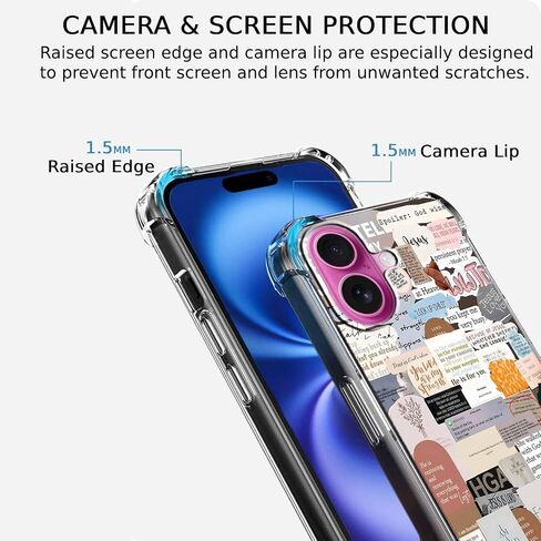 Jesus Christian Case for iPhone 16 Plus,Aesthetic Bible Verse Quotes Collage Case,Clear Soft TPU Bumper Case for iPhone 16 Plus in Saudi Arabia