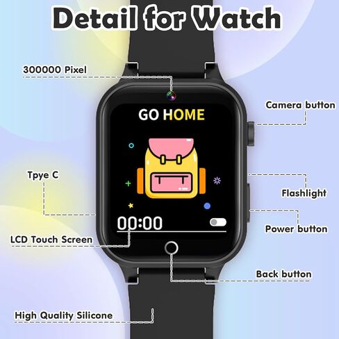 Smart Watch for Kids, with 26 Puzzle Games, Touch Screen, HD Camera, Alarm Clock, Toys for Ages 4-12 Years Old.Birthday Gift for Boys Girls (Blue) in Saudi Arabia