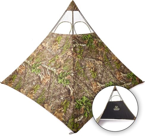 Nukem Grab & Go Hunting Ground Blind - Mossy Oak - Lightweight Stake-Free Pop Up Turkey & Deer Blind - Provides Maximum Concealment in Kuwait