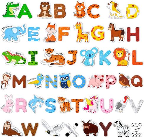 Wooden Magnets for Kids – 26 Cute A-Z Animals Fridge Magnets for Toddlers, Large Magnetic Animal Refrigerator Toys, Fun Educational Learning Gifts for Toddlers 2 3 4 5 Years Old in Kuwait