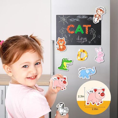 Wooden Magnets for Kids – 26 Cute A-Z Animals Fridge Magnets for Toddlers, Large Magnetic Animal Refrigerator Toys, Fun Educational Learning Gifts for Toddlers 2 3 4 5 Years Old in Kuwait