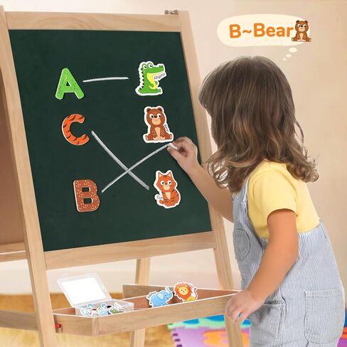 Wooden Magnets for Kids – 26 Cute A-Z Animals Fridge Magnets for Toddlers, Large Magnetic Animal Refrigerator Toys, Fun Educational Learning Gifts for Toddlers 2 3 4 5 Years Old in Kuwait
