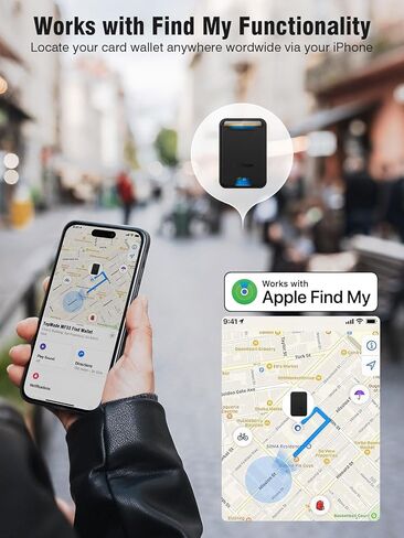 TopMade for MagSafe Wallet with Finder Tracker Works with Apple Find My App, Magnetic Wallet with GPS Tracker Card Holder for iPhone 16 15/14/13/12 Leather RFID Bloking Fit 4 Cards, Midnight Black in Kuwait