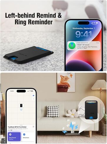 TopMade for MagSafe Wallet with Finder Tracker Works with Apple Find My App, Magnetic Wallet with GPS Tracker Card Holder for iPhone 16 15/14/13/12 Leather RFID Bloking Fit 4 Cards, Midnight Black in Kuwait