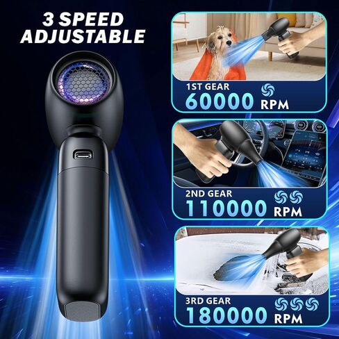 Compressed Air Duster, 3 Adjustable Mini Air Blower 150000 RPM Jet Blower 8000mAh Electric Air Duster for Computer Keyboard Car, Rechargeable Cordless Turbo Fan Replace Compressed Air Canned in Saudi Arabia