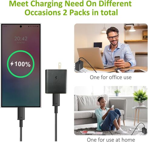 USB C Charger Block ، شاحن الهاتف 45W [2Pack من كتلة شاحن USB ، 3 × 6.6 قدمًا] لأجهزة iPhone 16/15 ، Samsung & Android ، Fast Charger USB C ، Type C Charger Charging Adapter in Saudi Arabia