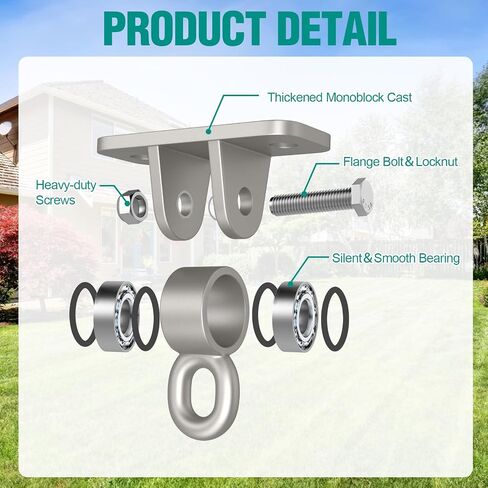 BETOOLL Swing Hangers with Bearing, Heavy Duty Porch Swing Hanging Kit for Outdoor Playground Tree Indoor Ceiling Mount Hardware Brackets Hooks for Yoga Hammock Punching Bag Accessories 2PCS Black in Saudi Arabia