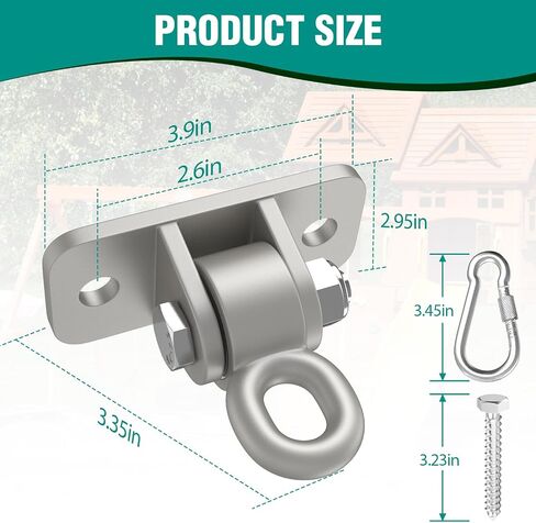 BETOOLL Swing Hangers with Bearing, Heavy Duty Porch Swing Hanging Kit for Outdoor Playground Tree Indoor Ceiling Mount Hardware Brackets Hooks for Yoga Hammock Punching Bag Accessories 2PCS Black in Saudi Arabia