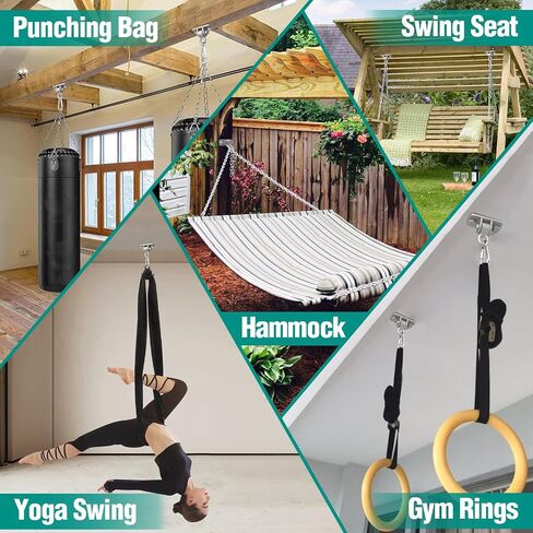 BETOOLL Swing Hangers with Bearing, Heavy Duty Porch Swing Hanging Kit for Outdoor Playground Tree Indoor Ceiling Mount Hardware Brackets Hooks for Yoga Hammock Punching Bag Accessories 2PCS Black in Saudi Arabia