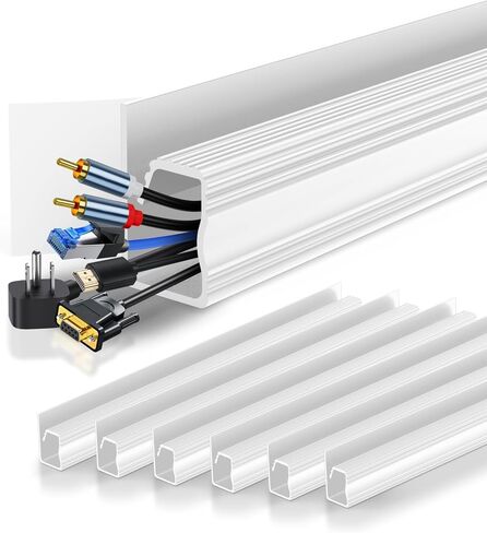 6 Pack Under Desk Cable Management Kit, J Channel Cable Raceway with Double Side Tape, Cord Organizer Tray for Desk, Easy Install, No Drilling, Cable Hider for Home & Office, Child & Pet Proof in Kuwait
