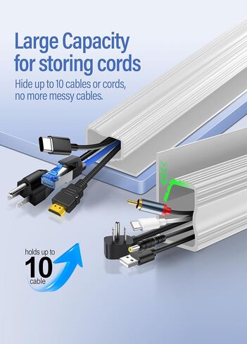 6 Pack Under Desk Cable Management Kit, J Channel Cable Raceway with Double Side Tape, Cord Organizer Tray for Desk, Easy Install, No Drilling, Cable Hider for Home & Office, Child & Pet Proof in Kuwait