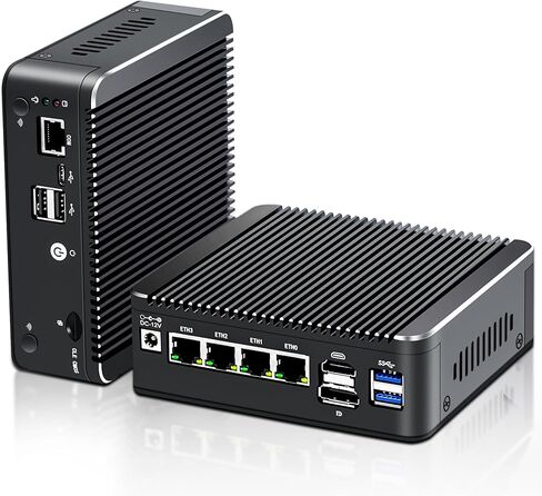 Updated 4 Lan i226 2.5G Firewall Micro Appliance, Fanless Firewall Mini PC Alder Lake-N N100, HDMI, DP, 4xUSB, COM RJ45, AES-NI VPNRouter Support pfsense Openwrt, Wifi Slot, 8GB DDR4 128GB NVMe in Saudi Arabia