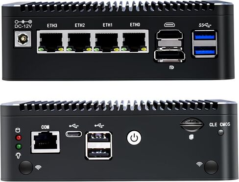 Updated 4 Lan i226 2.5G Firewall Micro Appliance, Fanless Firewall Mini PC Alder Lake-N N100, HDMI, DP, 4xUSB, COM RJ45, AES-NI VPNRouter Support pfsense Openwrt, Wifi Slot, 8GB DDR4 128GB NVMe in Saudi Arabia