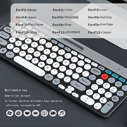 Wireless Keyboard and Mouse Combo with Phone Tablet Holder, Rechargeable Dual-Mode (Bluetooth 5.0 and 3.0 +2.4G) Multi-Device Silent Mouse for Windows, iPad, Tablet, MacOS,iOS,Android (Grey+White) in Saudi Arabia