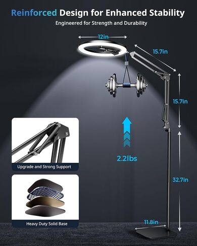 UBeesize 12" Ring Light Tripod for iPhone with Overhead Phone Mount Holder, Ring Lights with Stand and Camera Mounts for Photography/Live Streaming/TikTok/YouTube Content Creation in Saudi Arabia