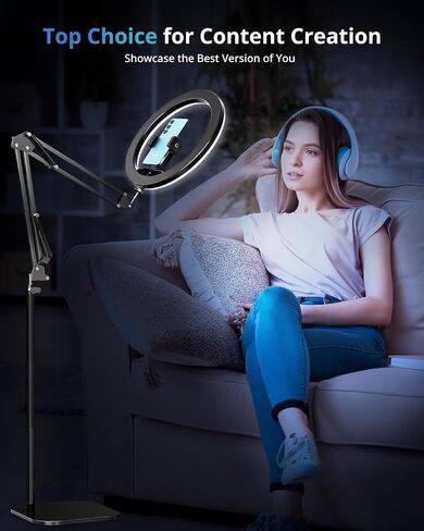 UBeesize 12" Ring Light Tripod for iPhone with Overhead Phone Mount Holder, Ring Lights with Stand and Camera Mounts for Photography/Live Streaming/TikTok/YouTube Content Creation in Saudi Arabia