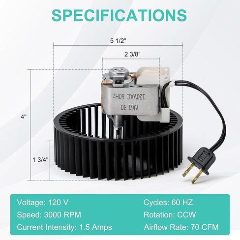 S97017450 Bathroom Fan Motor Assembly for Broan NuTone 771 771-A 70CFM Exhaust Fan Replacement Motor Kit in Kuwait
