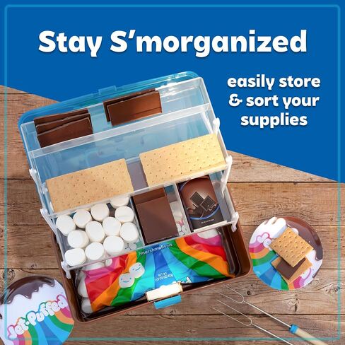 Nostalgia Jet-Puffed Lighted S’mores Caddy, Essential Marshmallow Roasting and S’mores Making Supplies for Camping, Vacation, and Backyard Bonfires, Carry Handle, Retractable Trays, and Carry Handle in Saudi Arabia