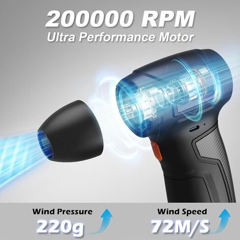 Duster Air Duster - 200،000 دورة في الدقيقة هواء كهربائي ، بديل للهواء المعلب للكمبيوتر الشخصي ولوحة المفاتيح ولعب المباني وإطلاق النار في المعسكر والأوراق والتنظيف المنزلي (برتقالي) in Saudi Arabia