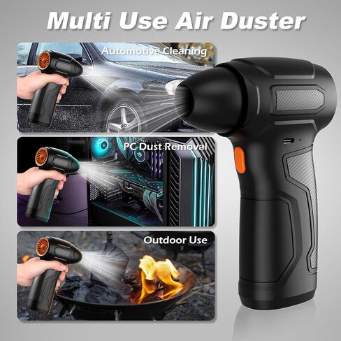 Duster Air Duster - 200،000 دورة في الدقيقة هواء كهربائي ، بديل للهواء المعلب للكمبيوتر الشخصي ولوحة المفاتيح ولعب المباني وإطلاق النار في المعسكر والأوراق والتنظيف المنزلي (برتقالي) in Saudi Arabia