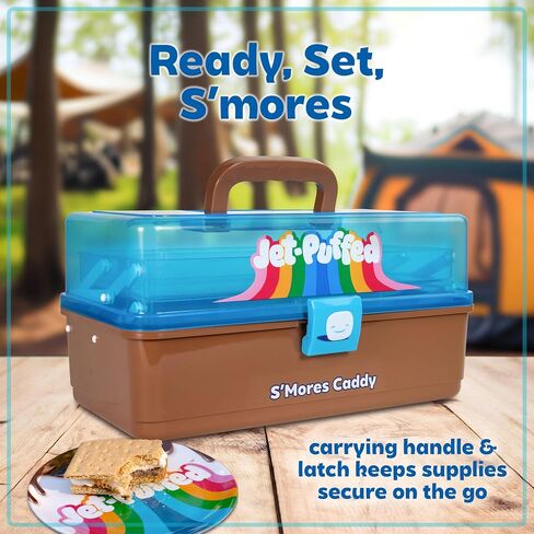 Nostalgia Jet-Puffed Lighted S’mores Caddy, Essential Marshmallow Roasting and S’mores Making Supplies for Camping, Vacation, and Backyard Bonfires, Carry Handle, Retractable Trays, and Carry Handle in Saudi Arabia