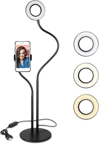 UBeesize 12" Ring Light Tripod for iPhone with Overhead Phone Mount Holder, Ring Lights with Stand and Camera Mounts for Photography/Live Streaming/TikTok/YouTube Content Creation in Saudi Arabia
