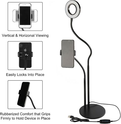 UBeesize 12" Ring Light Tripod for iPhone with Overhead Phone Mount Holder, Ring Lights with Stand and Camera Mounts for Photography/Live Streaming/TikTok/YouTube Content Creation in Kuwait