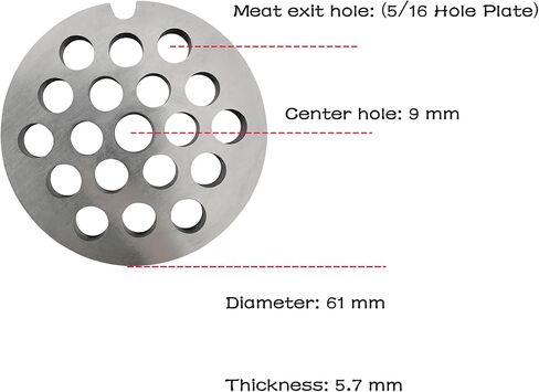 #8 Stainless Steel Meat Grinder Plate Discs Blades Compatible with Meat Grinders,Cutting Disks Heavy Duty (5/8 Hole Plate) in Kuwait